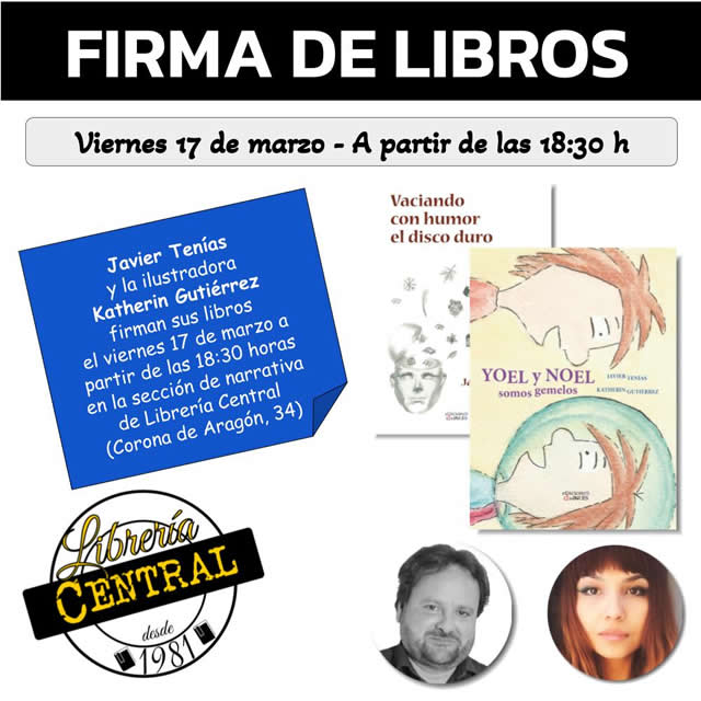  Javier Tenías y Katherin Gutiérrez firman en librería Central de Zaragoza
